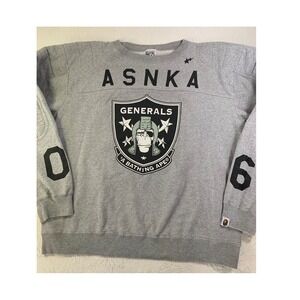 BAPE A Bathing Ape ASNKA Generals Sweatshirt Gray Football Jersey Style M